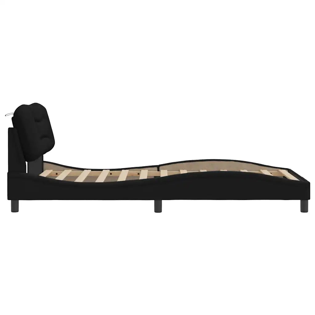 Giroletto senza Materasso-Struttura Letto Hvar Nero 100x200 cm in Tessuto