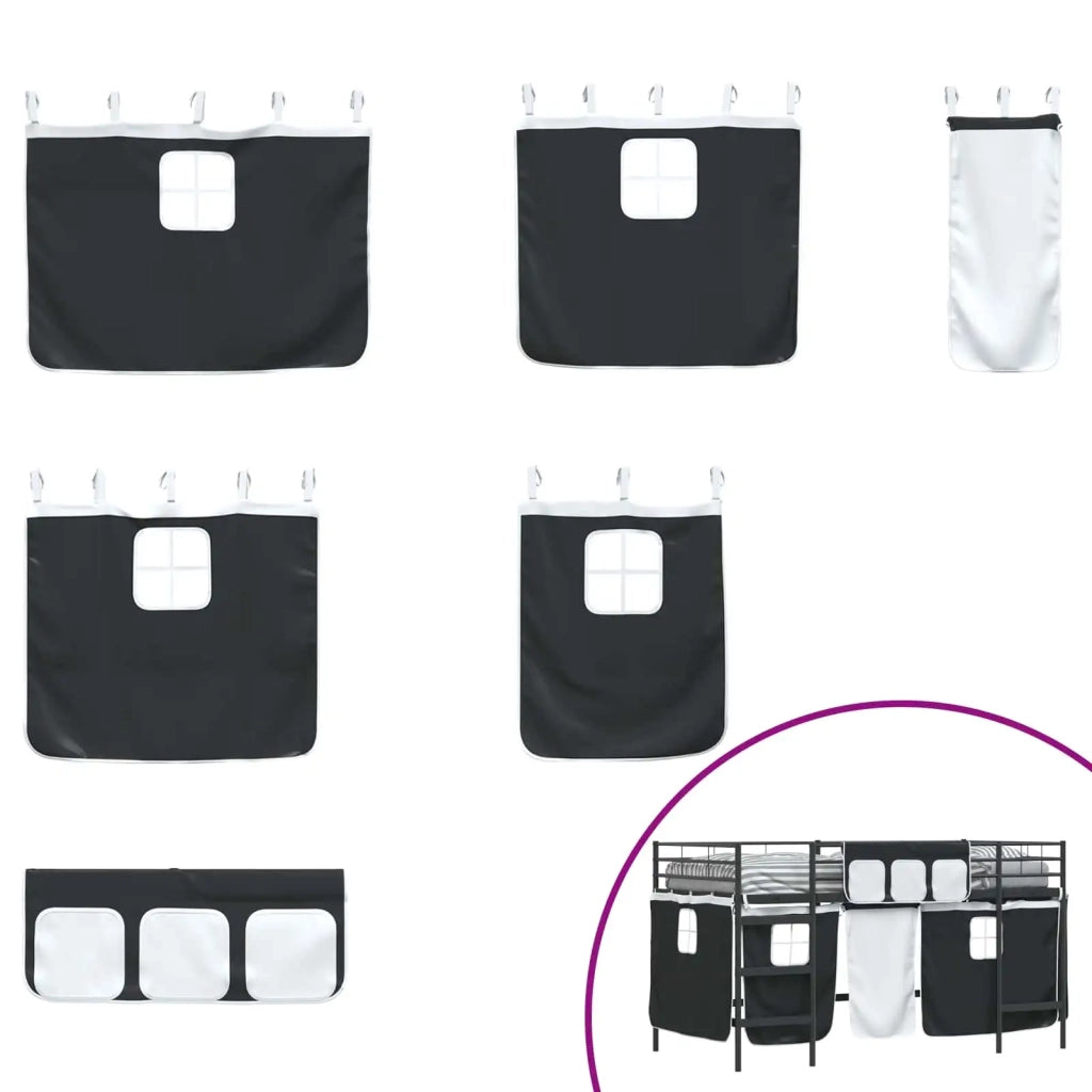 Struttura del Letto Loft per Bambini con Tendine-Giroletto per bambini Nero 471050