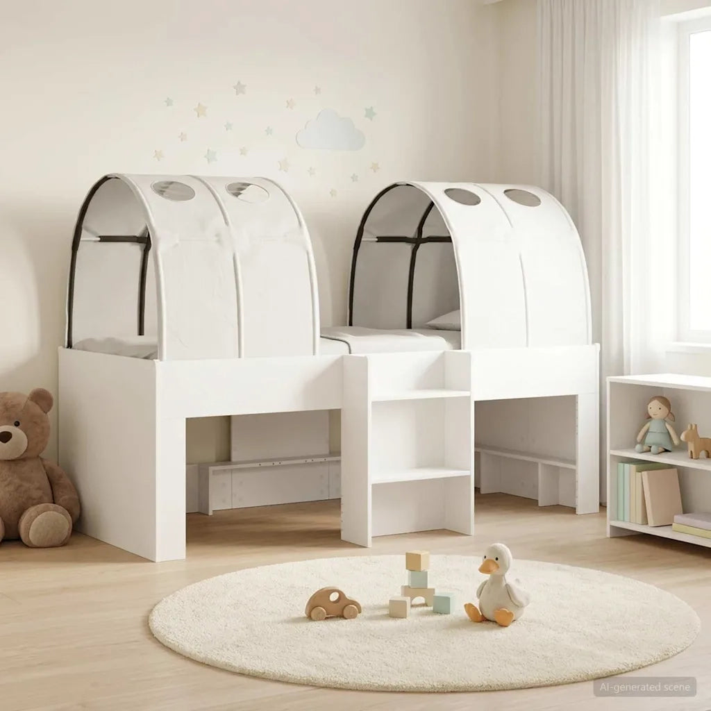 Letto con Tunnel 4 pcs Bianco Legno ingegnerizzato 3423551