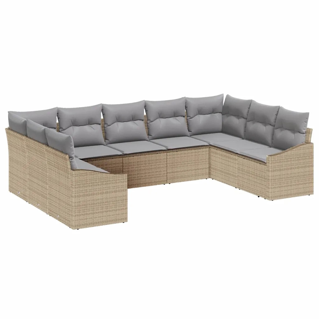 Set di divani con cuscino 9 pcs Beige polyrattan 3346880