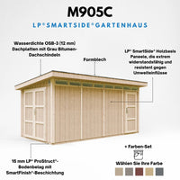 Casetta da Giardino di QUALITÃ€ PREMIUM 8.52+2.95mq-L530xW279cm - TIMBELA M905C-REDWOOD RED