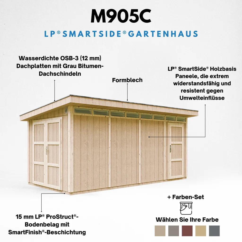 Casetta da Giardino di QUALITÃ€ PREMIUM 8.52+2.95mq-L530xW279cm - TIMBELA M905C-CAVERN STEEL