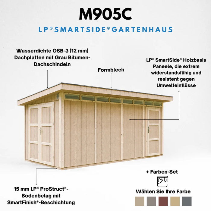 Casetta da Giardino di QUALITÃ€ PREMIUM 8.52+2.95mq-L530xW279cm - TIMBELA M905C-REDWOOD RED