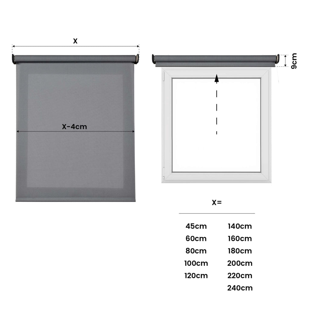 Tende a Rullo Motorizzate Screen Premium con finiture in alluminio Tessuto Tecnico con Motore e Telecomando  Grigio Scuro 60x250 cm