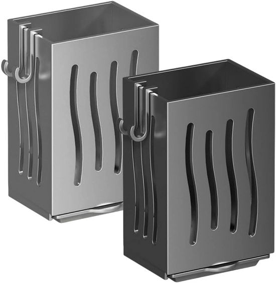 Tavolo da cucina a due livelli, ripiano per utensili da cucina, ripiano per spatole da cucina (nero), contenitore per forchette, ripiano per forchette, ripiano per forchette da appendere alla parete