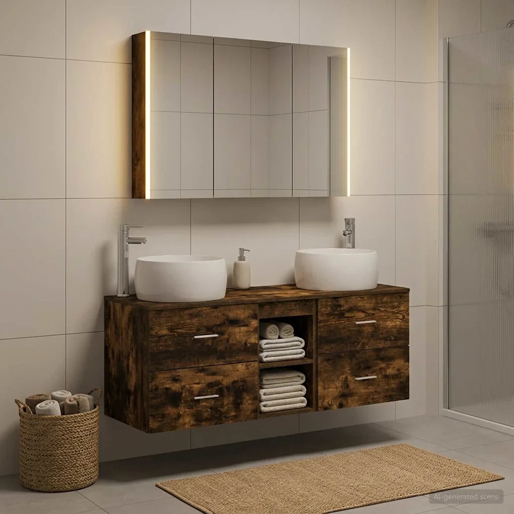 Set di mobili per il bagno 4 pcs Rovere Fumo 3407027