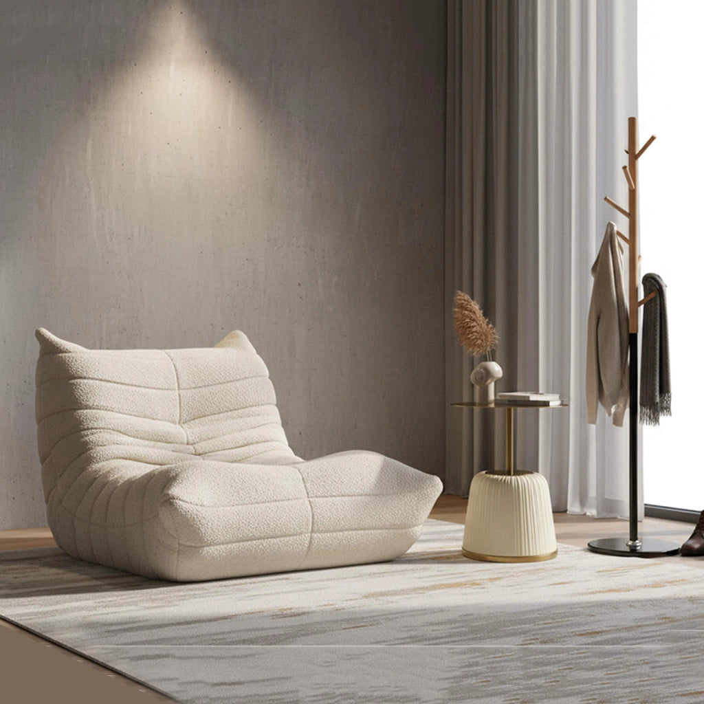 Poltroncina Battam, Poltrona Rivestimento in Tessuto Bouclè, 27x27x108h cm Bianco