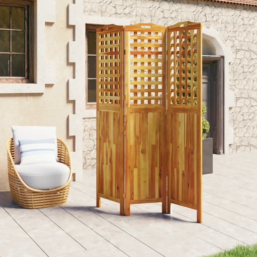 Divisorio Ambienti | Divider per stanze | Paravento a 3 Pannelli 121,5x2x180 cm Legno Massello di Acacia