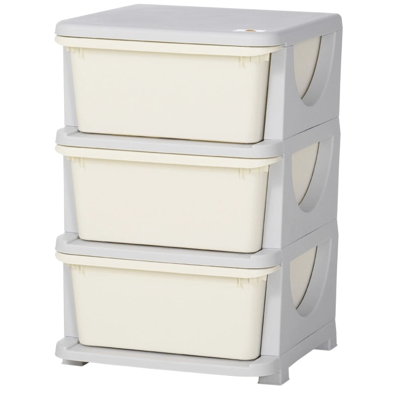 Mobile contenitore per bambini con 3 cassetti estraibili bianco crema