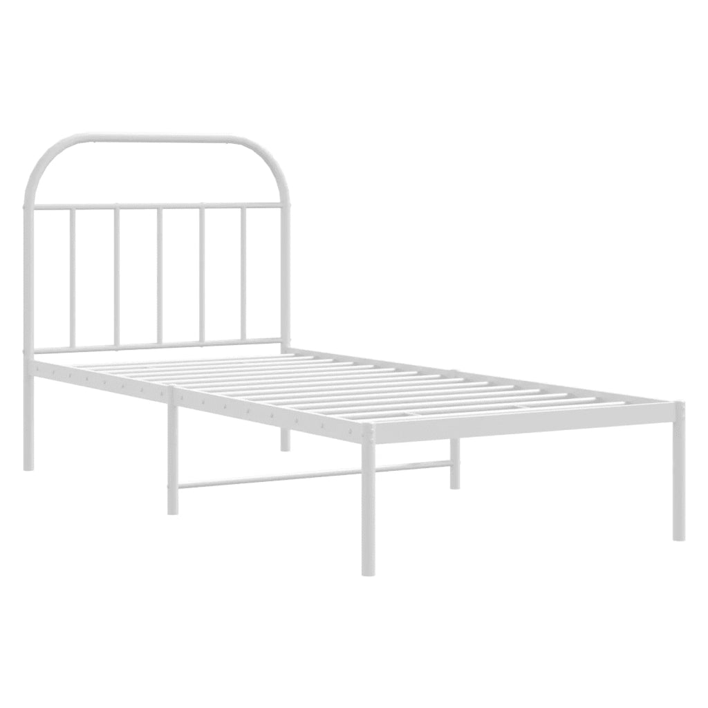 Giroletto con Testiera-Struttura Letto con testiera Metallo Bianco 90x190 cm 206719