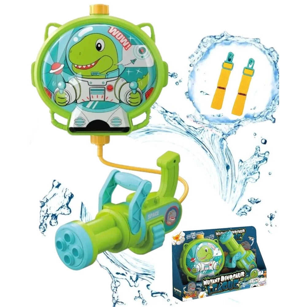 Trade Shop - Pistola Ad Acqua Con Zaino Dinosauro Gioco Per Bambini Spiaggia Estate 1300ml 618549 -