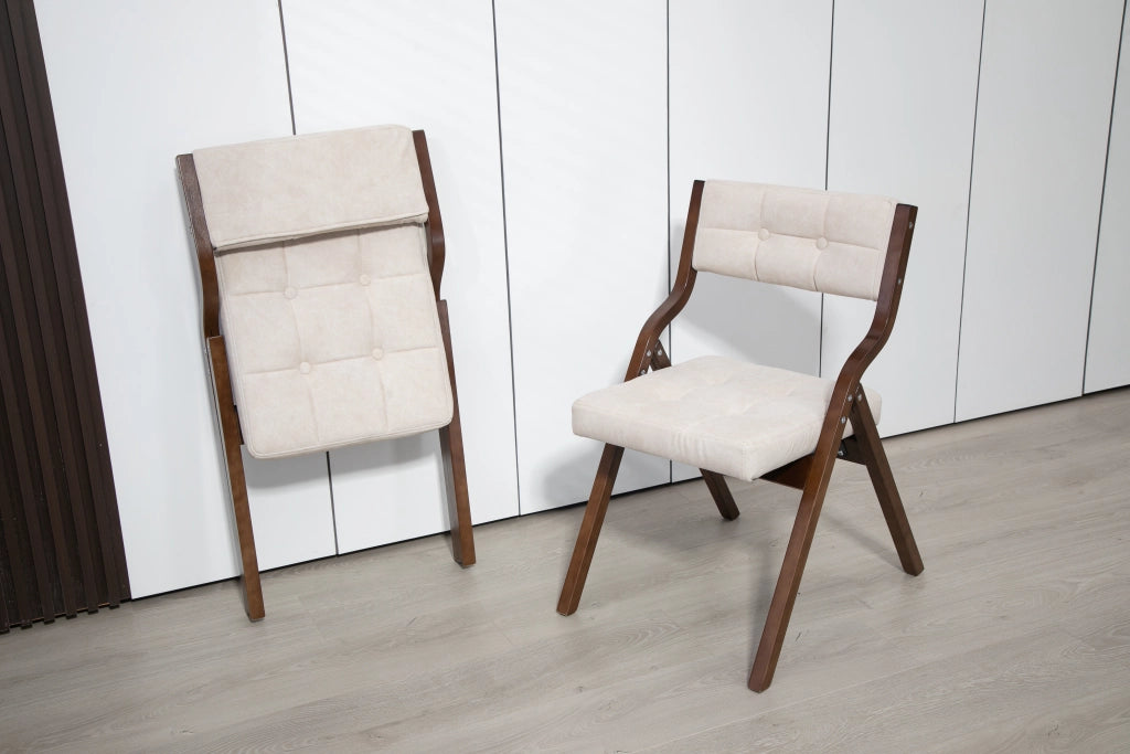SEDIA Pieghevole Imbottita Set da 2 pezzi Legno Crema