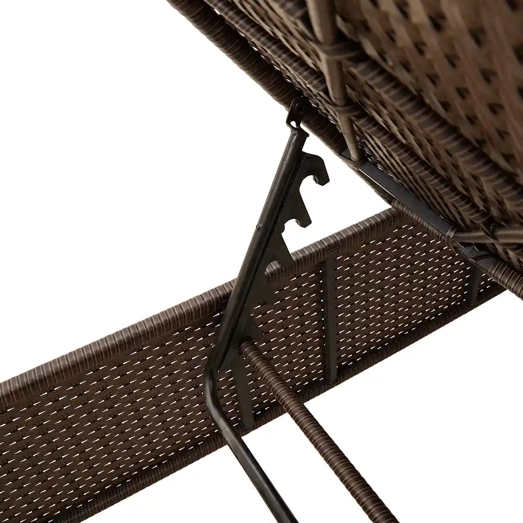 Lettino prendisole con Tavolino e Cuscino in Polyrattan Marrone 4002735
