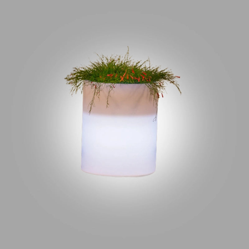 Vaso luminoso moderno di design Ø40 H50 in polimero resistente con LED bianco per interno ed esterno - Made in Italy - Monacis