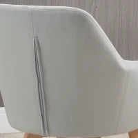 Set 2 Sedie per Sala da Pranzo Imbottite in Velluto con Braccioli e Gambe in Legno, Grigio