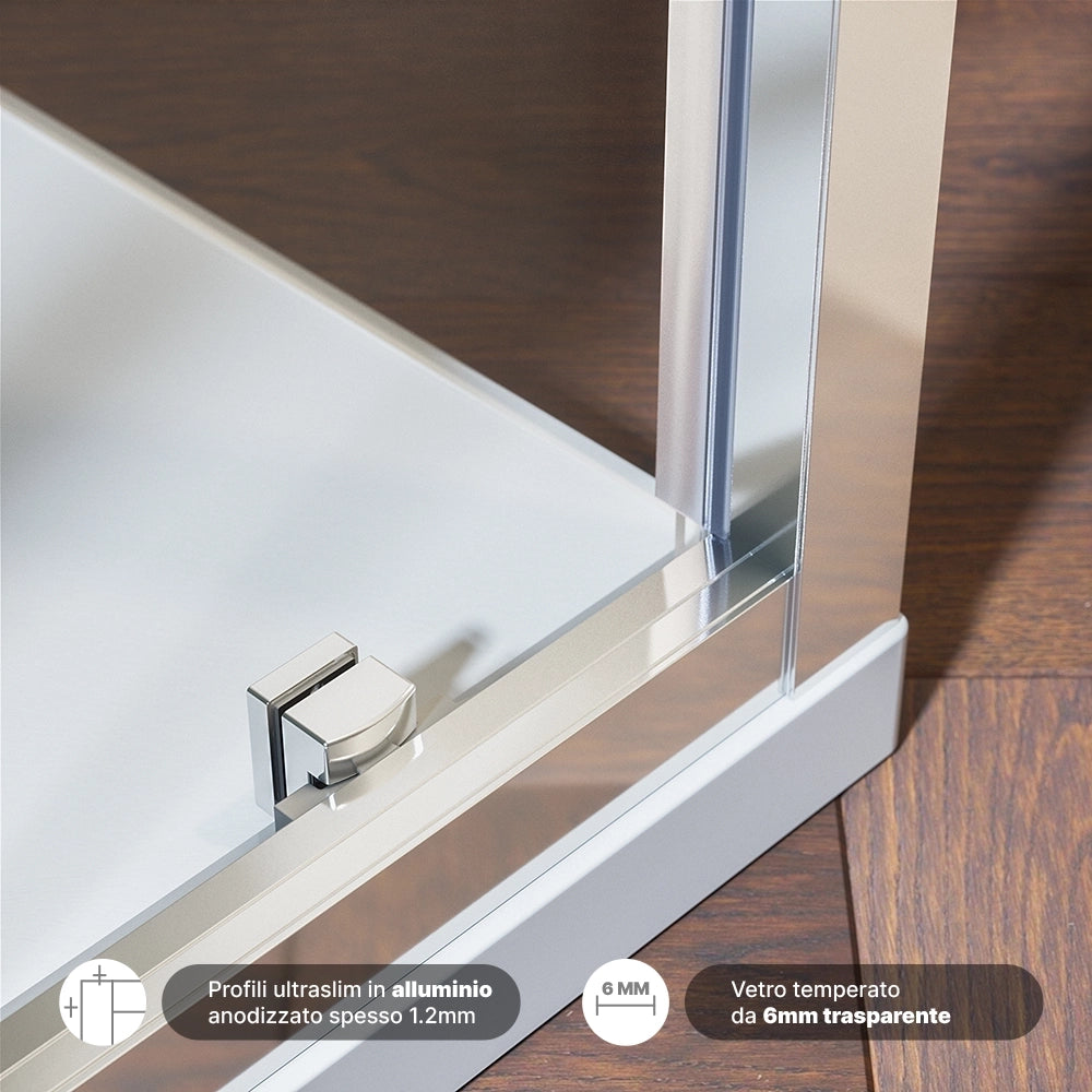 Box doccia 100x70 cm con apertura scorrevole vetro 6mm trasparente h195 cm | Aruba