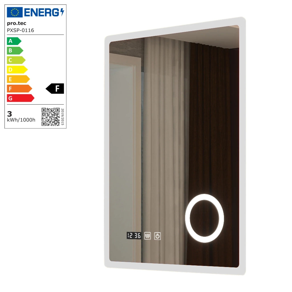 Specchio decorativo moderno a LED per il bagno 80 x 60 cm bianco 03_0010169
