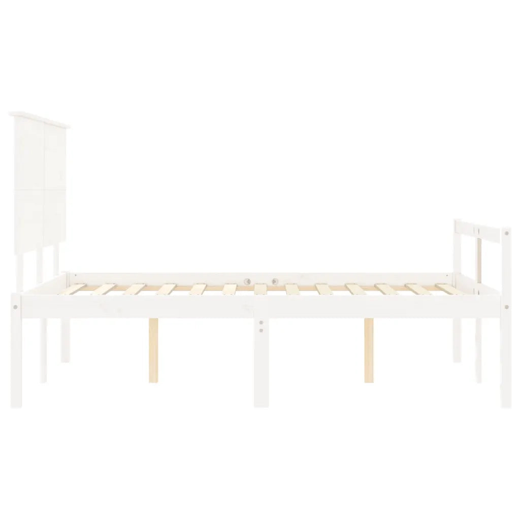 Letto matrimoniale | Letto per adulti | Letto per Anziani con Testiera Bianco 120x200 cm Legno Massello