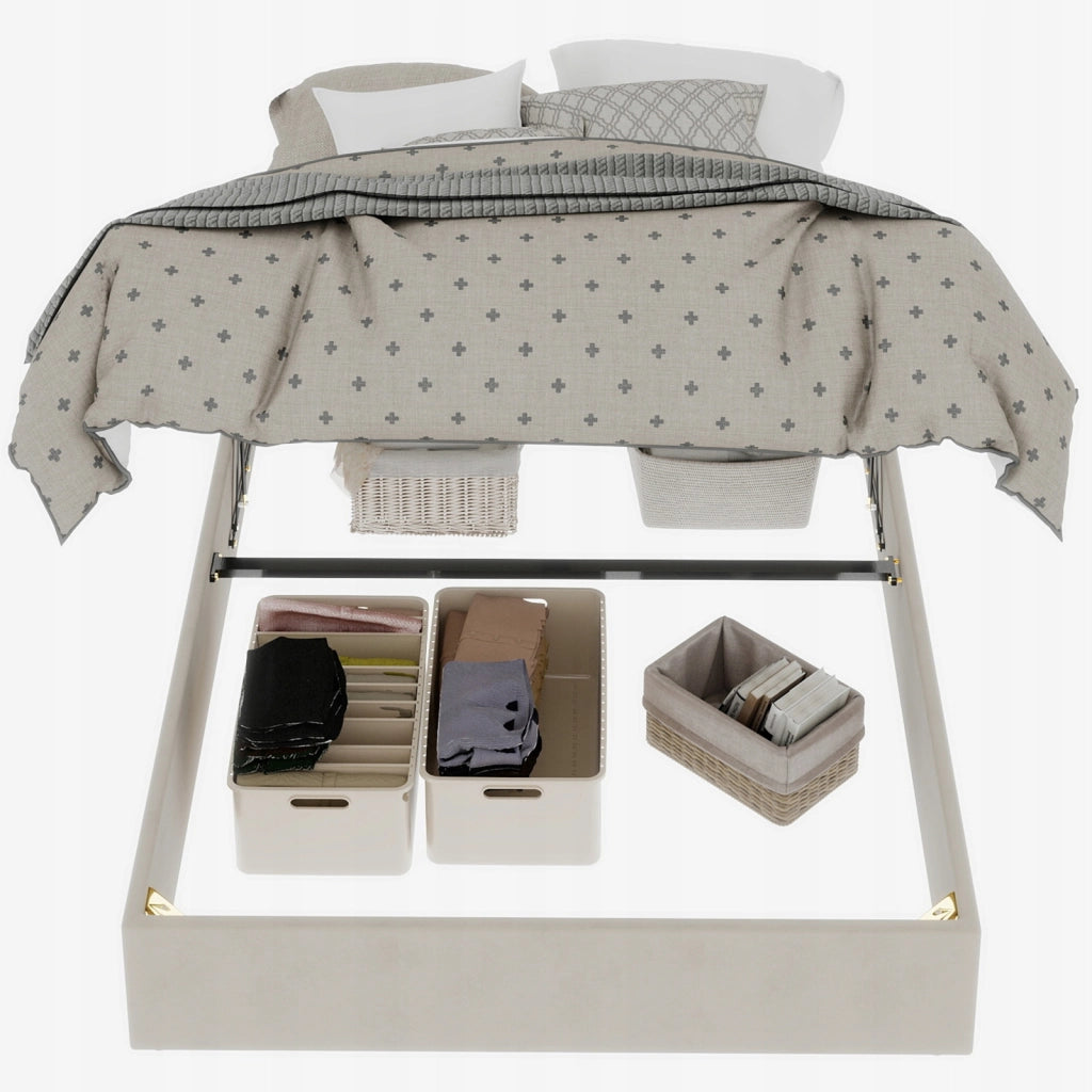 Letto minimalista 140x200 beige - Xylo - Velluto olandese sistema pneumatico