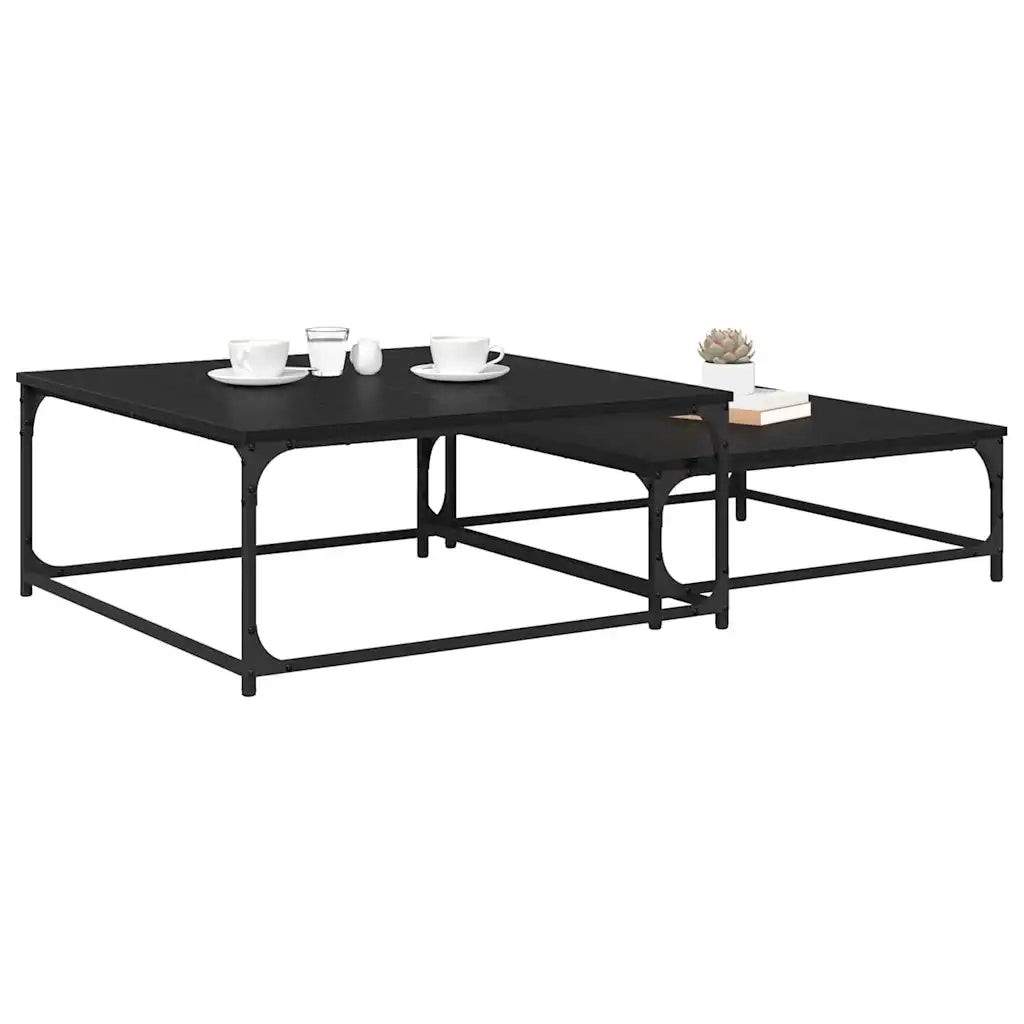 Tavolino da salotto 2 pz Rovere Nero 80 x 80 x 35 cm 881895