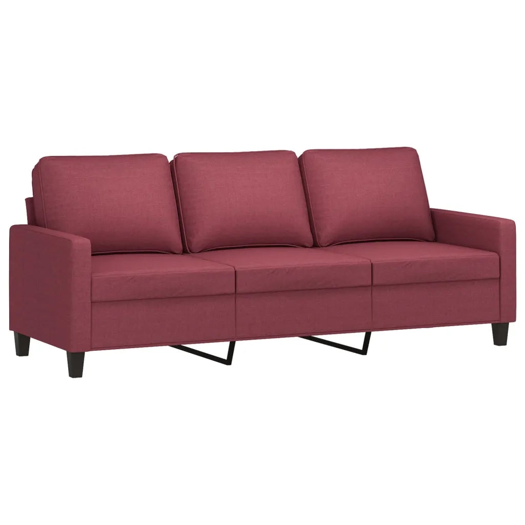 Set di Divani 3 pz con Cuscini Rosso Vino in Tessuto 3201474