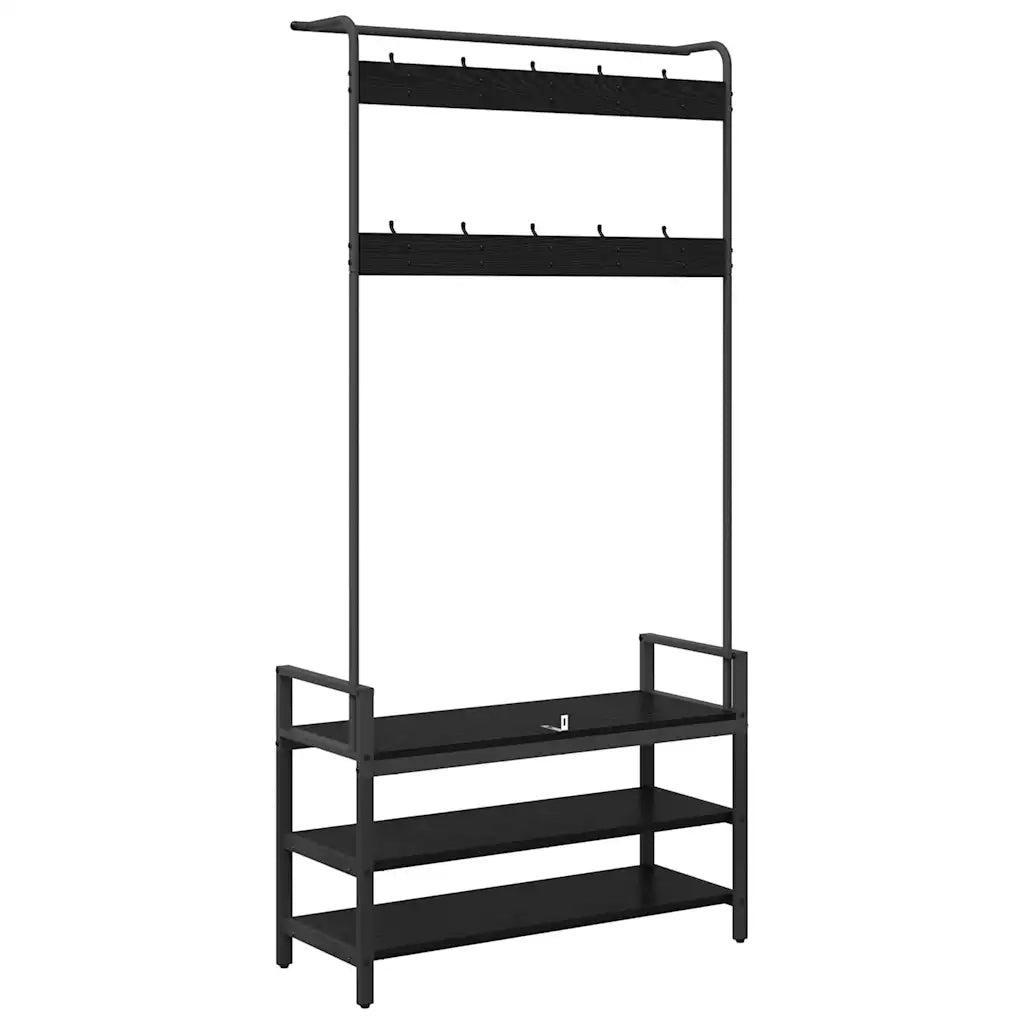 Appendiabiti Rovere Nero 95 x 34 x 184 cm Legno multistrato CFW5405720