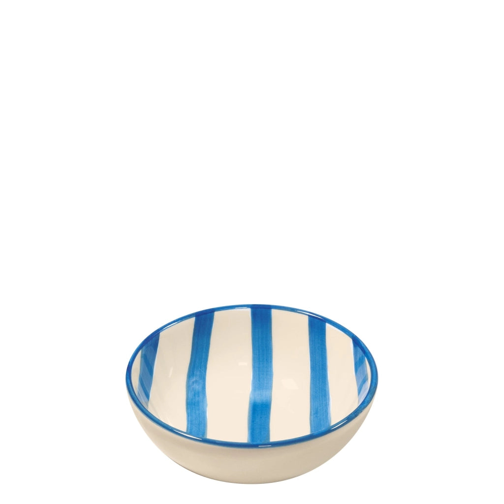Zafferano Set 6 Ciotole Righe Collezione Lido in Ceramica Artigianale Italiana Azzurro - Design Moderno e Versatile per la Tua Tavola Elegante