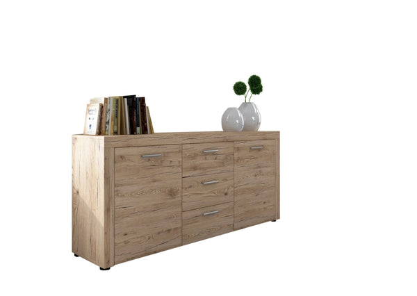 Madia Faggiano, Credenza 3 Cassetti, 167x41x77h cm Marrone Rovere Nodi