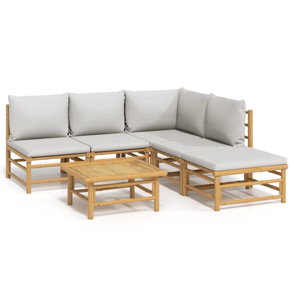 Set Salotto da Giardino 6pz con Cuscini Grigio Chiaro BambÃ¹cod mxl 100272