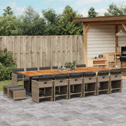 Set da Pranzo da Giardino 17pz con Cuscini Grigio in Polyrattan 3277957