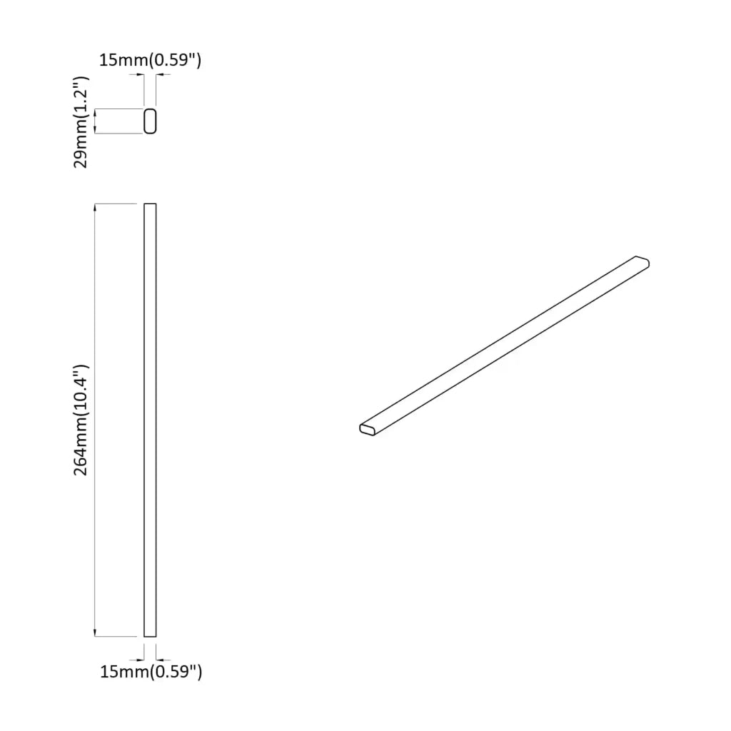Asta per armadio 12 pcs Argento 264 x 15 x 29 mm