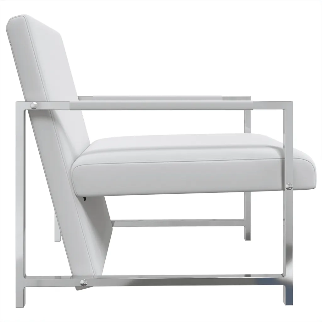 Poltrona con Gambe Cromate Bianca in Similpelle