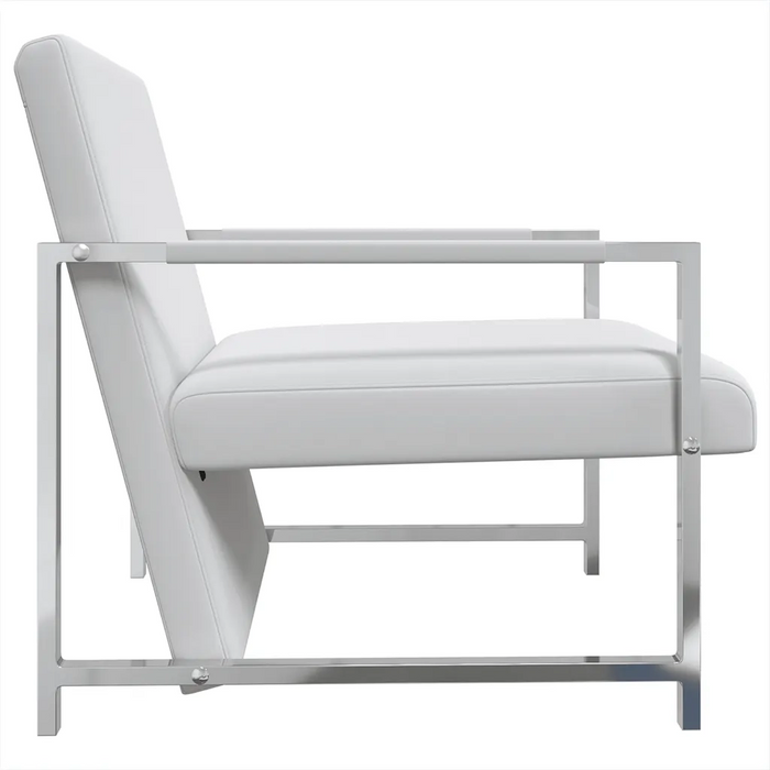 Poltrona con Gambe Cromate Bianca in Similpelle