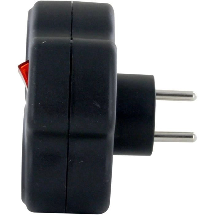 Domino 3x16A - CHACON - Triangolo con interruttore - Nero