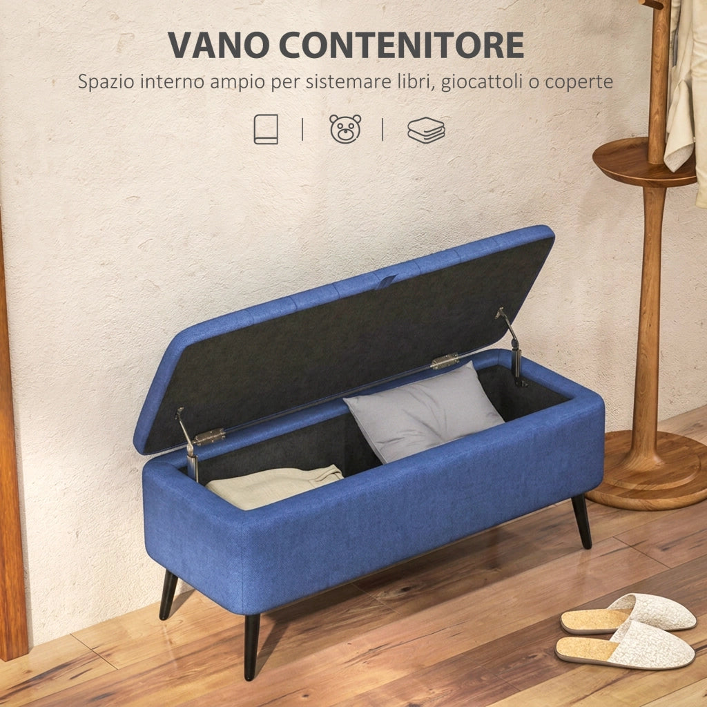 Panca Pouf Contenitore Imbottito ¨C zephmum ¨C Blu Scuro 102x40x44 cm