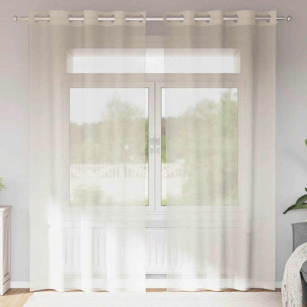 Tende in Voile con Occhielli 2 pz Crema 140x225 cm