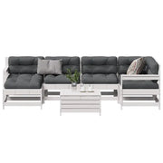 vidaXL Set Salotto Giardino 7pz con Cuscini Bianco Legno Massello Pino