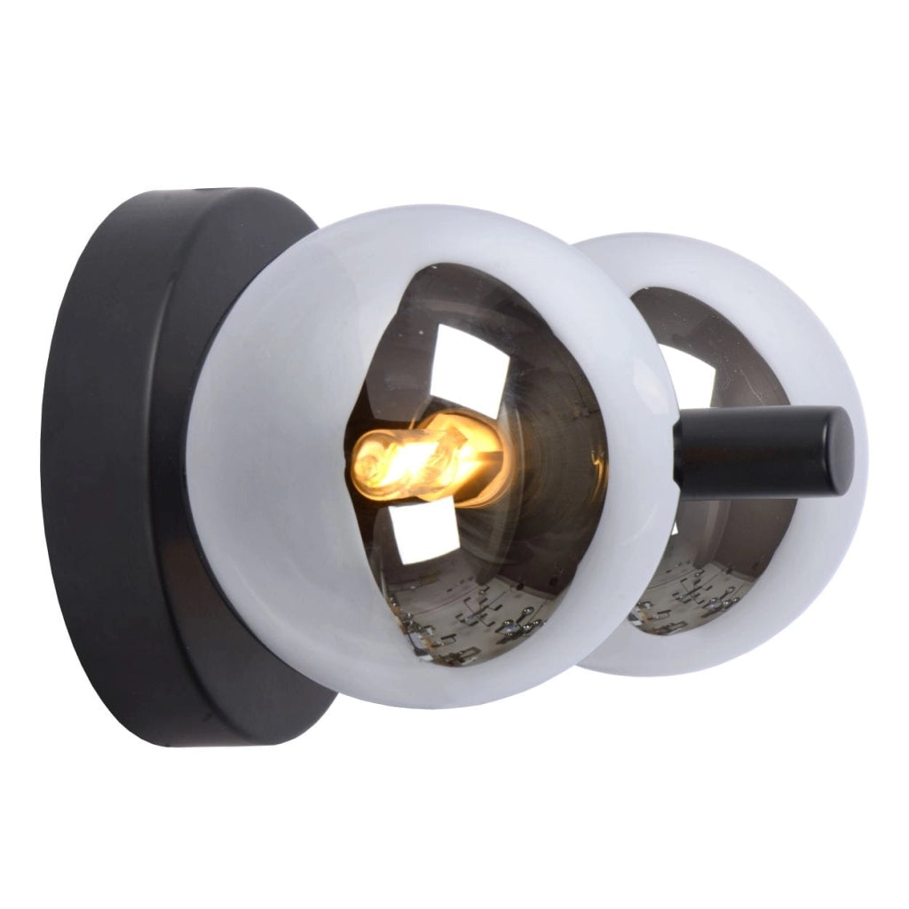 Applique Lucide Tycho 2xG9 28W nero acciaio vetro fumé