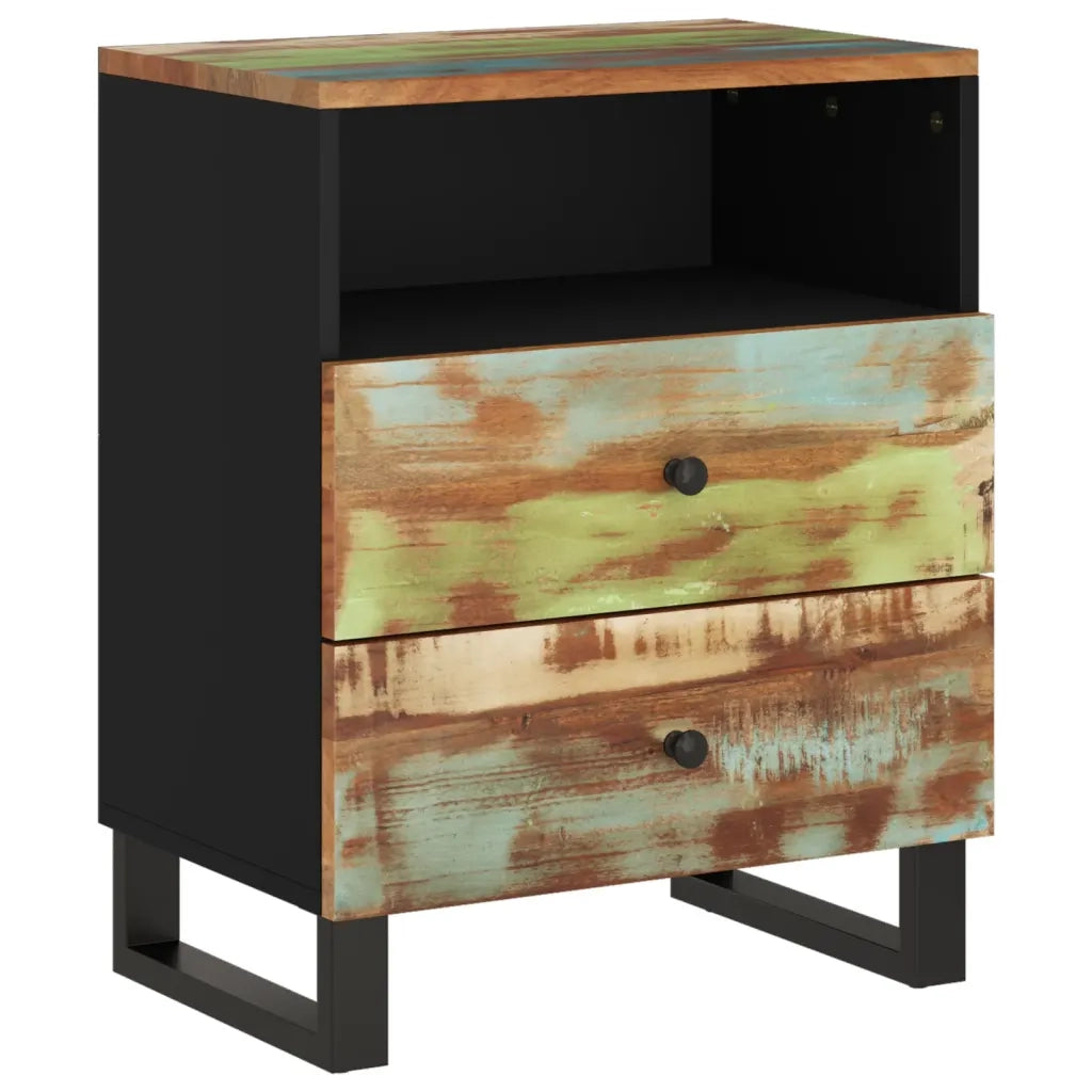 Comodino 50x33x62cm Legno Massello Recupero e Legno Multistrato 350666