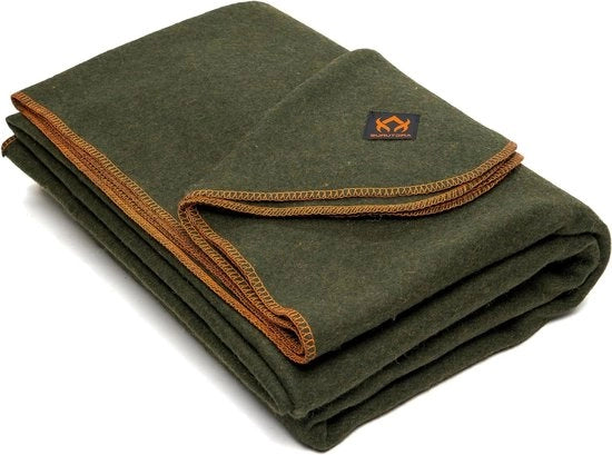 Deken 80% zwoer wollen - 4 kg - 64 " x 88 " - verde oliva - Camo