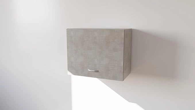 Pensile Cucina in Legno Nobilitato Cemento Alto con 1 Anta, Pensile Componibile Moderno Made in Italy (H48XL60XP33cm)