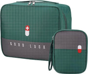 Borsa di pronto soccorso - 2 pezzi - borsa vuota - borsa medica - impermeabile - 2 misure borsa di medicinale da viaggio - Verde - L+S