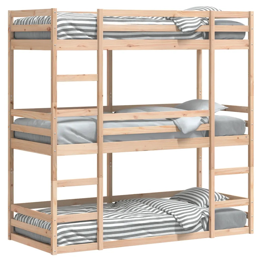 Letto a Castello Triplo 80x200 cm in Legno Massello di Pino 3284251