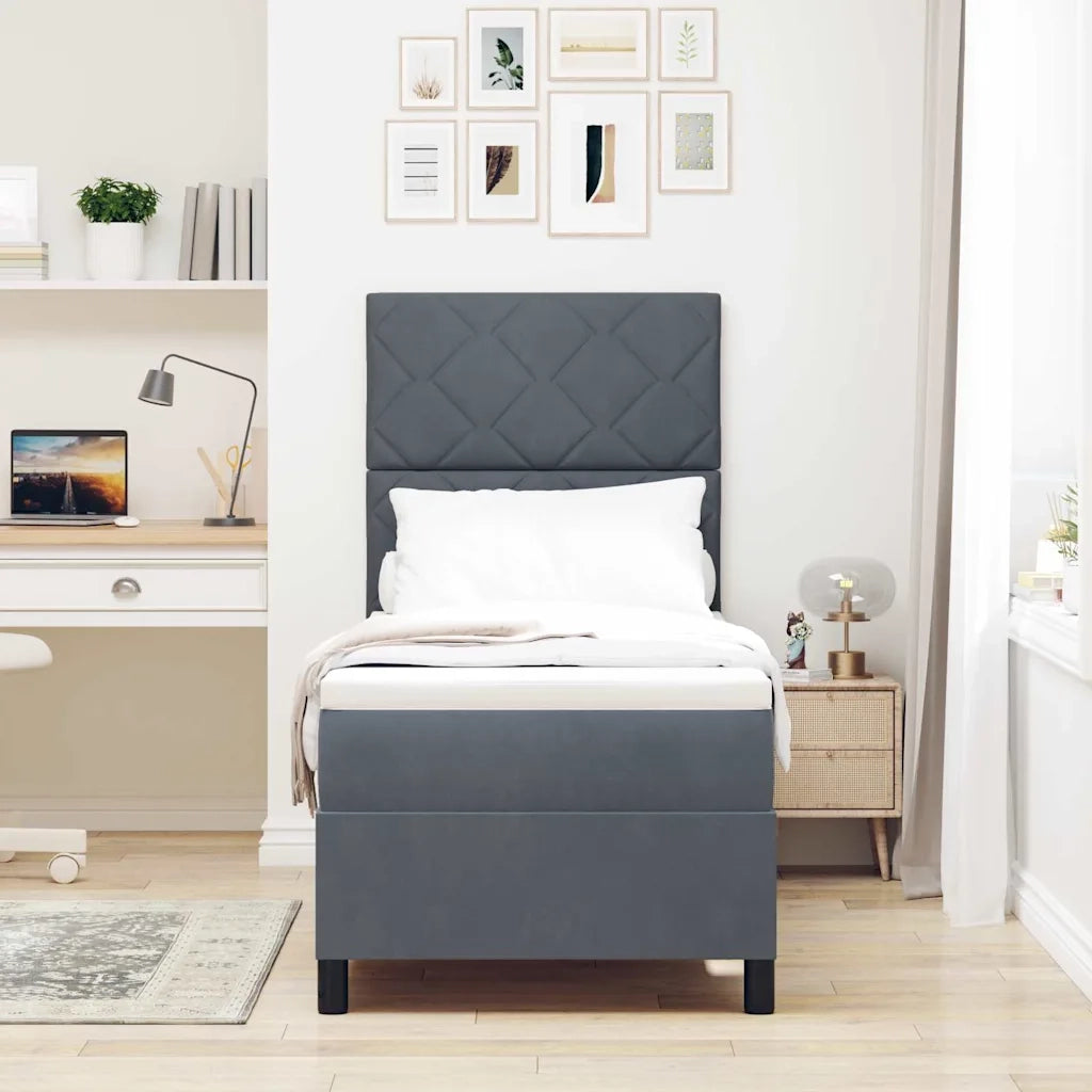 Letto a molle con materasso Grigio scuro 80 x 200 cm Tessuto 3339861