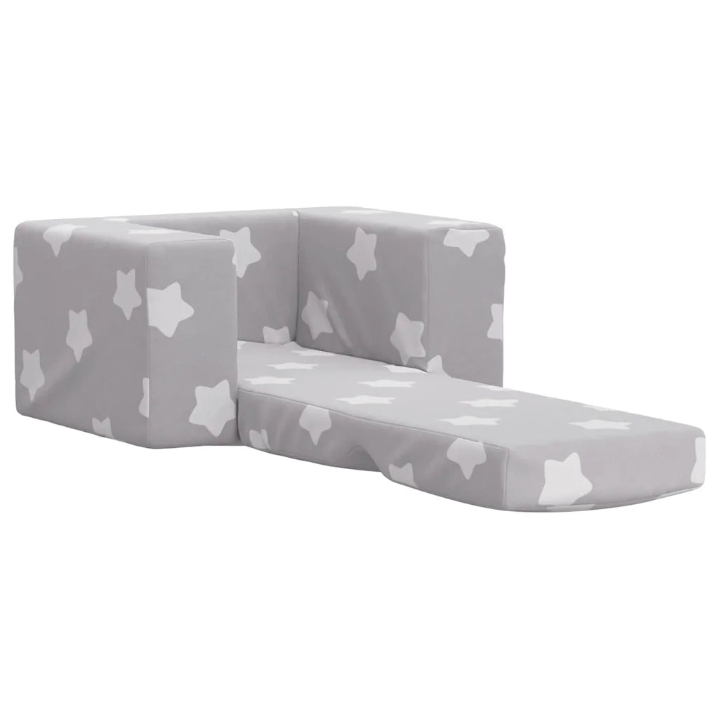 Divano Letto Bambini Grigio Chiaro con Stelle Morbido Peluche