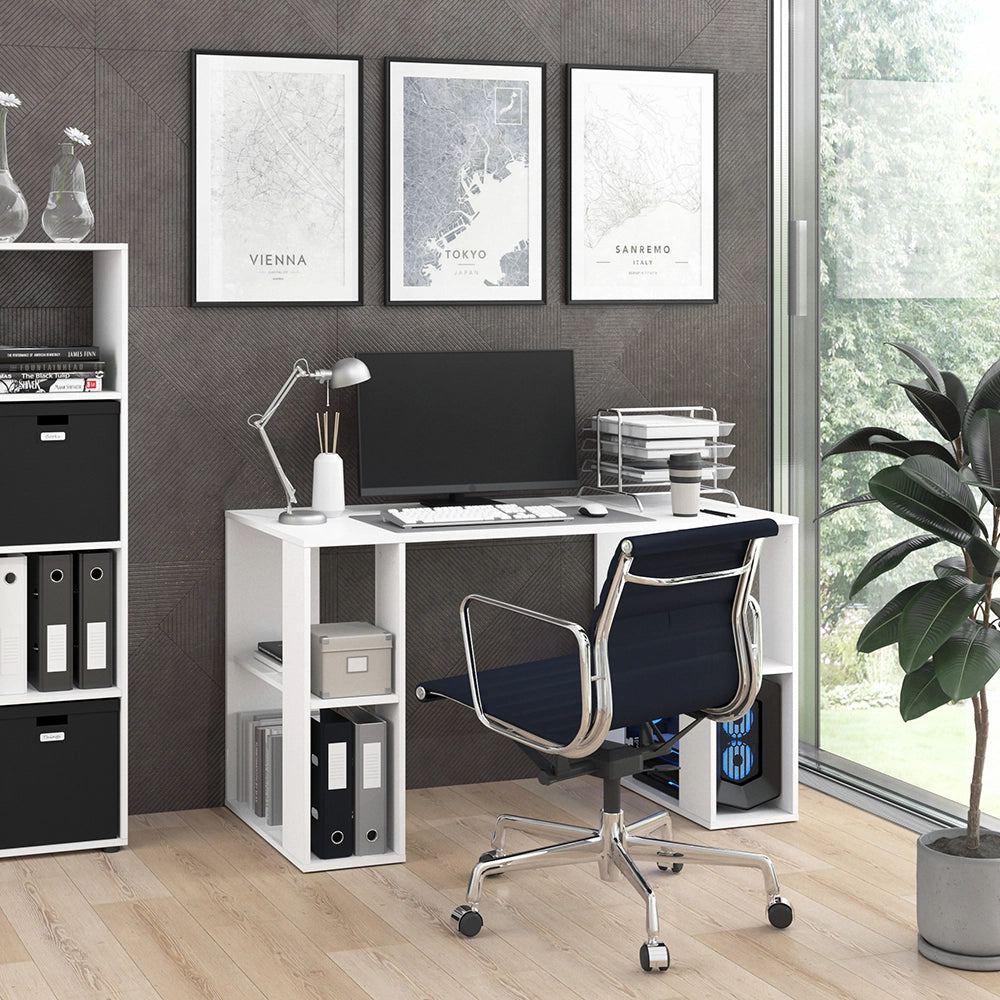 Vicco Scrivania con ripiani Bianco 130 x 60 cm