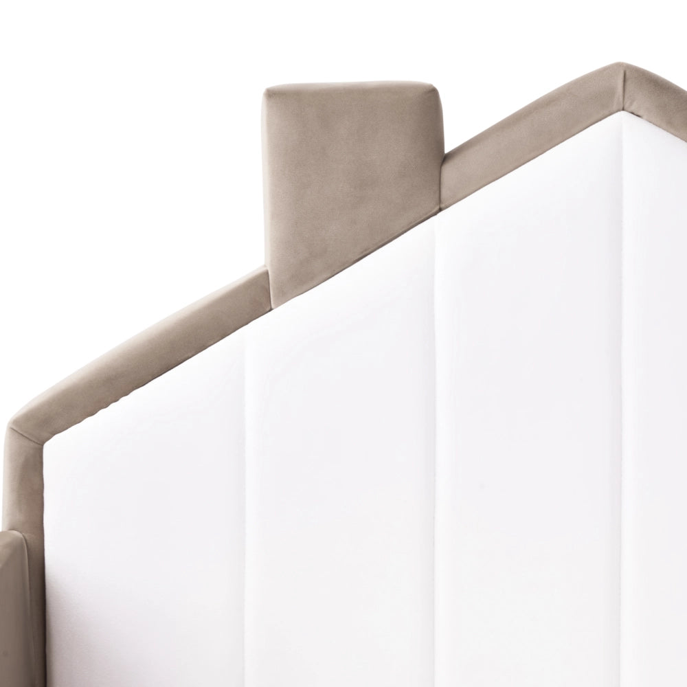Letto singolo in velluto tortora con base a doghe 90 x 200 cm Camera Moderna Tradizionale