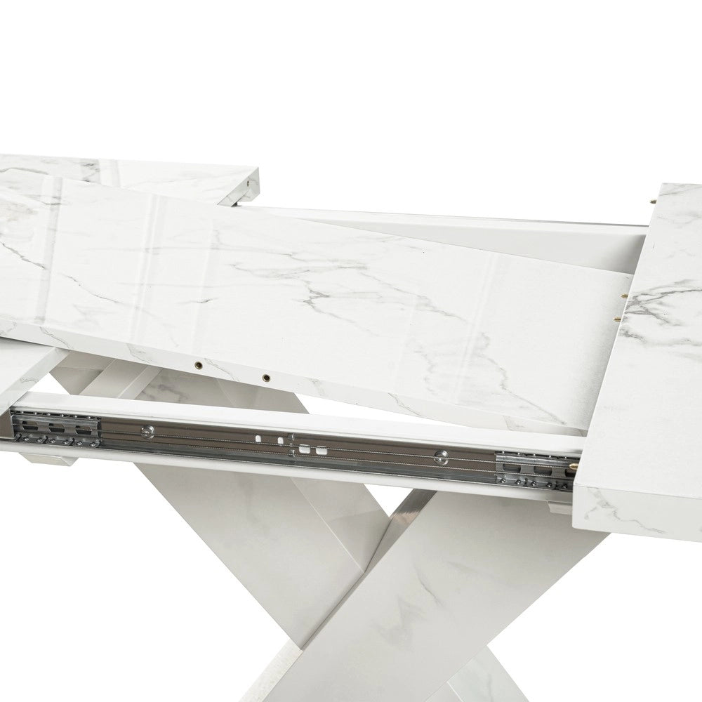 Tavolo da Pranzo Allungabile con Piano Effetto Marmo ¨C Xylo ¨C Rettangolare, MDF, 120-160 cm