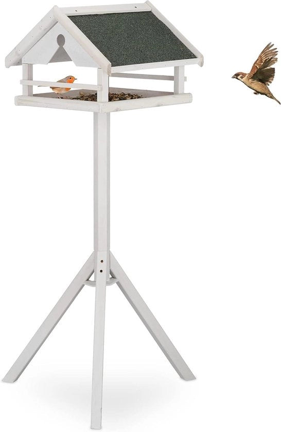 Casa nutrizionale per uccelli in piedi con tetto resistente all'acqua - HBD: 120 x 62 x 55 cm - Casa nutrizionale in legno per piccioni bianchi
