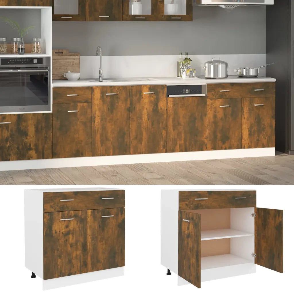 Pensile da cucina | Mobile con Cassetto ¡°Lyon¡± Rovere Fumo 80x46x81,5 cm